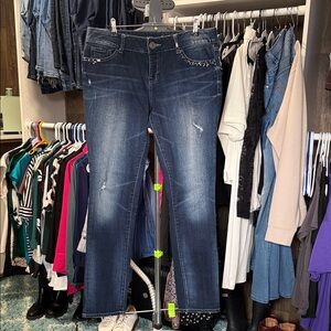 Guess Women's Dark Blue Boot Cut Jeans with Subtle Distress